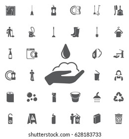soap icon on the white background. Set of cleaning icons