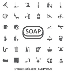 The soap icon on the white background. Set of cleaning icons