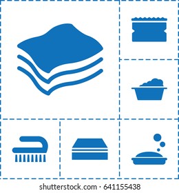 Soap icon. set of 6 soap filled icons such as soap, sponge, laundry