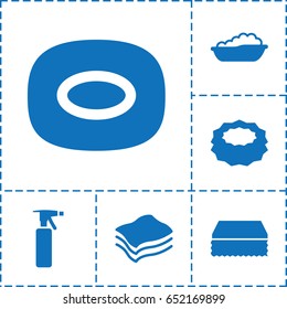 Soap icon. set of 6 soap filled icons such as baby bath, spray bottle, soap