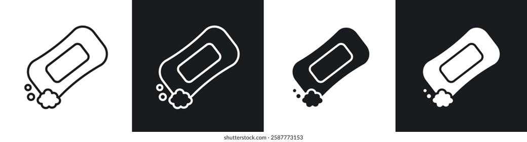 Soap icon set black and white colors. Graphic Vector icons pack