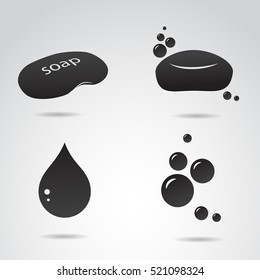 Soap Icon Set Isolated On White Background. Vector Art.