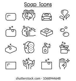 Soap icon set in thin line style