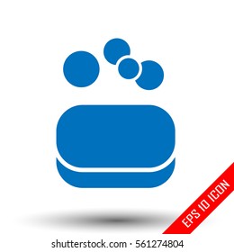 Soap icon. Soap sign. Simple flat logo of soap on white background. Vector illustration.