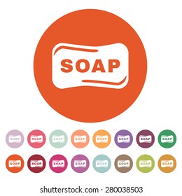 The soap icon.  Soap symbol. Flat Vector illustration. Button Set