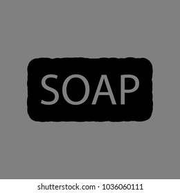 Soap icon. Vector. Black icon on medium gray background. Isolated.
