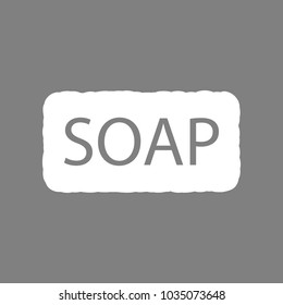 Soap icon. Vector. White icon on medium gray background. Isolated.