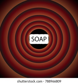 Soap icon. Vector. White icon on black circle in gradient rings.