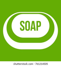 Soap icon white isolated on green background. Vector illustration