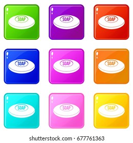 Soap icons of 9 color set isolated vector illustration