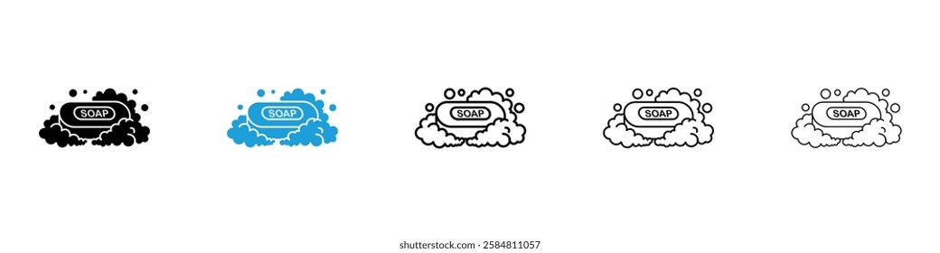 Soap icons collection vectors in black and blue