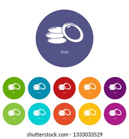 Soap icons color set vector for any web design on white background