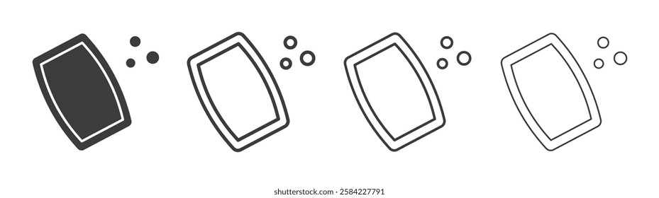 Soap icons set. Liner outlined and flat black color