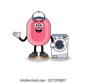 soap illustration as a laundry man , character design