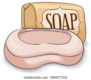 Soap inside its original box and other one out of it isolated, ready to clean the dirt from the body.