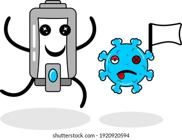soap kills virus cartoon character illustration design