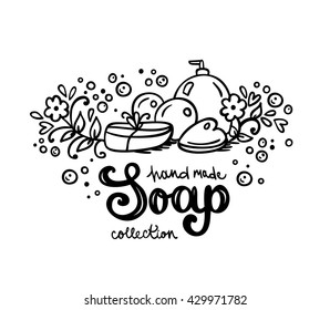 Soap label and logotype. Logo design for hand made soap packaging and wrapping paper. 