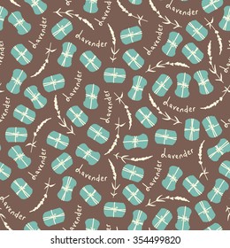 Soap lavender making, essential oil vector seamless pattern Illustration.