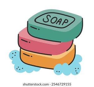 Soap line art isolated concept. Vector flat graphic design illustration