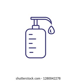 Soap line icon. Bottle, container, liquid. Hygiene concept. Can be used for topics like bathroom, laundry, shower