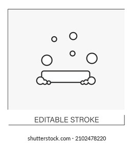 Soap line icon. Cosmetology products for washing hands and disinfecting surfaces. Cosmetology. Cleaning concept. Isolated vector illustration.Editable stroke