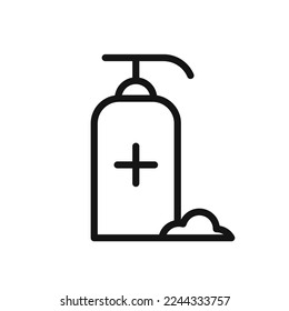 Soap line icon isolated on white background. Black flat thin icon on modern outline style. Linear symbol and editable stroke. Simple and pixel perfect stroke vector illustration. 