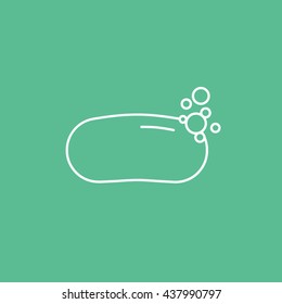 Soap Line Icon On Green Background