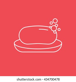 Soap Line Icon On Red Background