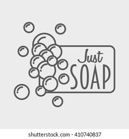 Soap logo, badge or label design template with foam