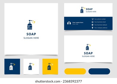 Soap logo design with editable slogan. Branding book and business card template.