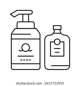 soap and lotion containers line icon vector. soap and lotion containers sign. isolated contour symbol black illustration