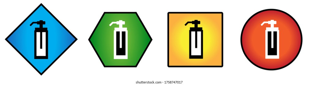 Icono de jabón o loción con muestras de color,Ilustración vectorial.