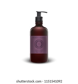 Soap, Lotion, Spa Cosmetics Container. Bottle Tube For Liquid Hair Shampoo. Skin Care. 3d Realistic Packaging Design Element. Vector Eps10 Illustration.