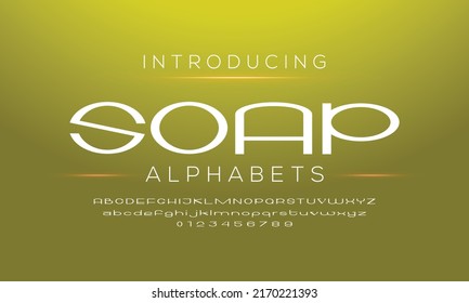 SOAP Luxury Minimal Modern Tech Alphabet Letter Fonts. Typography minimal style font set for logo, Poster. vector san sans serif typeface illustration.