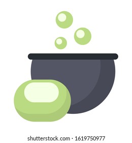 Soap making flat color vector icon