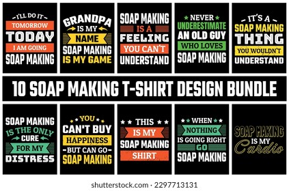 Soap Making T Shirt Design Set Vector