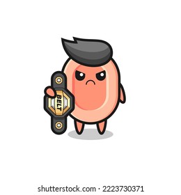 soap mascot character as a MMA fighter with the champion belt , cute style design for t shirt, sticker, logo element