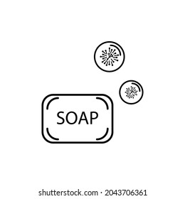 Soap and microbe in a soap bubble icon.