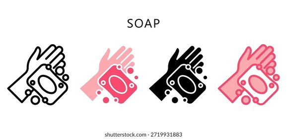Icono de estilo múltiple de jabón. Mini Ilustración Relacionada Con El Cuidado Personal. Uso Para El Concepto Moderno, Ui, Web Ux Y Desarrollo De App.