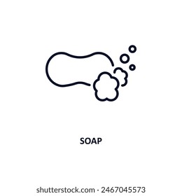 soap outline icon.  Thin line icon from cleaning collection. Editable vector isolated on white background
