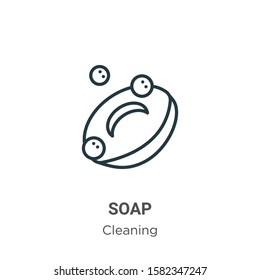 Soap outline vector icon. Thin line black soap icon, flat vector simple element illustration from editable cleaning concept isolated on white background