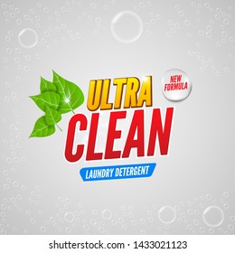 Soap package design. Laundry detergent package design banner. Powder to wash clothing. Fresh product.
