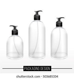 Soap packaging cream, gel, in glass bottles cosmetics. Soap. 
