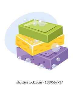 soap piece with foam vector illustration