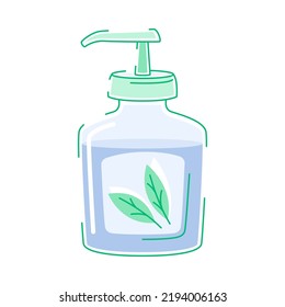 Soap in Plastic Dispenser Bottle for Cleaning and Washing Hands Vector Illustration