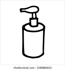 Jabón en la bomba estilo doodle ilustración vectorial aislado en fondo blanco