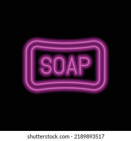 Soap simple icon vector. Flat design. Purple neon on black background.ai