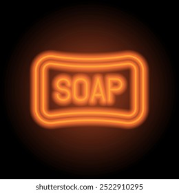Soap simple icono de Vector. Diseño plano. Neón naranja sobre fondo negro.ai