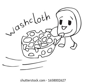 Soap with a smile moves the porous sponge. Graphics. For designing bathrooms, selling hygiene products