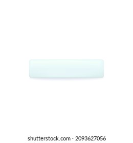 Soap square bar in blue packaging, 3D realistic vector mockup. Side view soap product, isolated mock up.